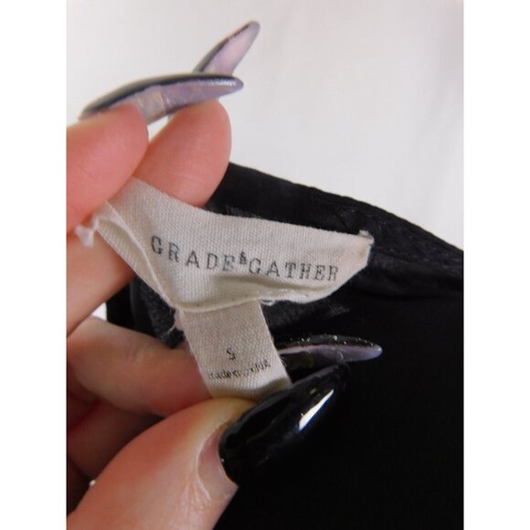 Grade & Gather S Black Peplum Blouse Romantic Gothic Witchcore V-Neck - Picture 8 of 9